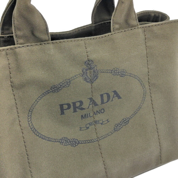 Prada Canapa Tote Logo Bag Khaki - Picture 4 of 10
